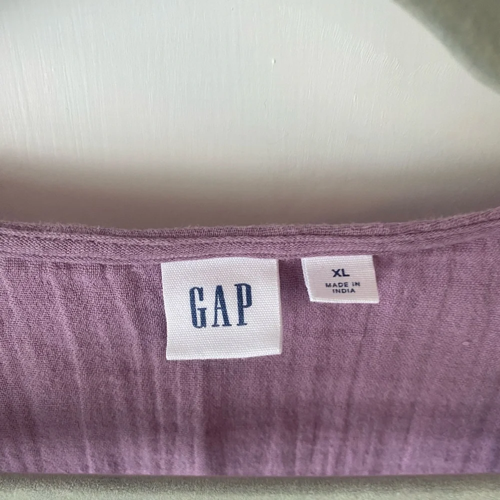 Gap dusty lilac purple cotton gauze babydoll top blouse XL - Picture 2 of 5